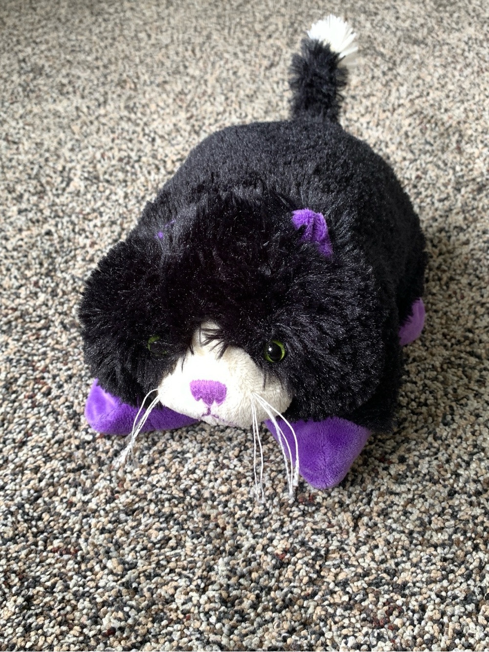 Pee-Wees Black and Purple Cat Pillow Pet 12in stuffed animal plush